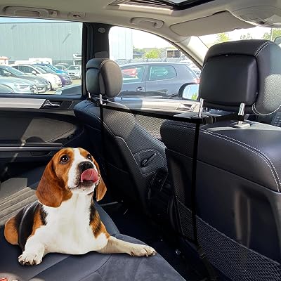 Dog Car Net Barrier, 2121 Automotive Pet Barrier Net, Adjustable Pet Mesh Divider for Back Seat, Backseat Mesh Fence for Pets & Kids, Easy to Install, Universal Car Accessories Small