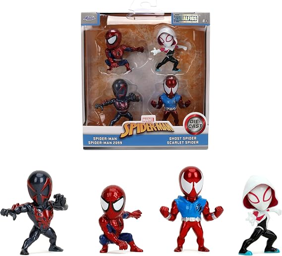 Jada Marvel Spider-Man Metalfigs 4-Pack Wave 4 2.5 Die-Cast Figures Toys Collectible Figurines for Ages 8+