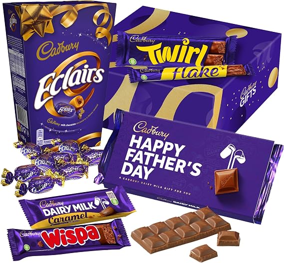 Cadbury "Happy Father's Day" Chocolate Gift - Full Size Cadbury Chocolate Bars including Flake, Caramel, Twirl, Dairy Milk and More. Father's Day gift for Dad, Grandad or Someone Special.