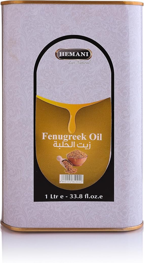 Hemani Fenugreek Oil Tin 1L | Trigonella Foenum-Graecum | Halal | Cold-Pressed | Hemani Since 1949