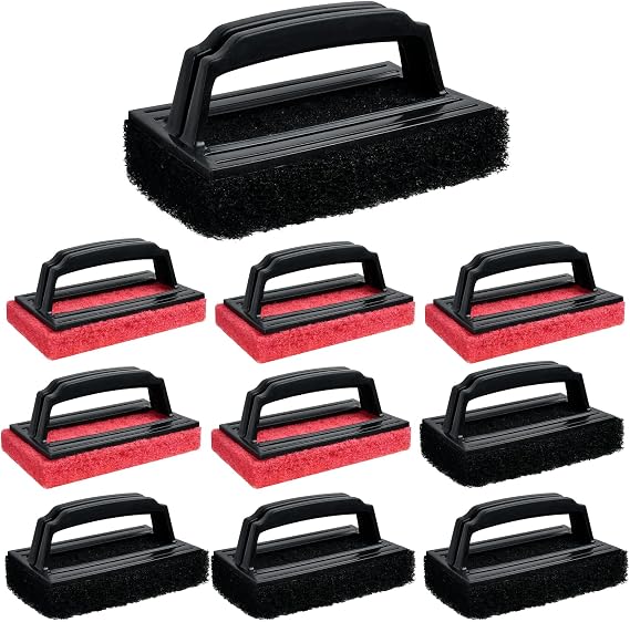 10 Pcs Screen Printing Scrub Pad with Handle, Chemical Resistant Screen Print Ink Cleaning Brush, Silkscreen Ink Remover Scrub Cleaner Supplies for Degreasing Reclaiming Mesh Frames