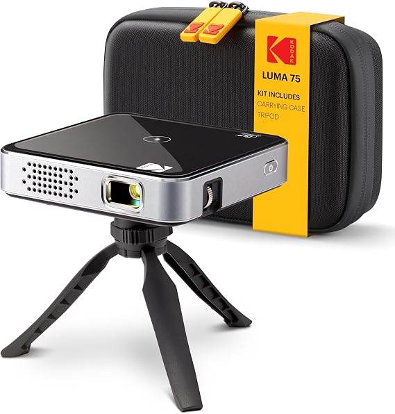 KODAK Luma 75 Mini Projector Kit, Carrying Case & Tripod, Black
