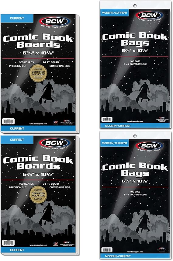 BCW Current Comic Bags and Backing Boards, Acid-Free, 100 Sets, 200 Pieces