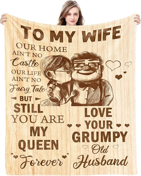 CENSIHER Gift for Wife from Husband | to My Wife Blanket Wedding Anniversary Romantic Gifts for Wife Birthday Christmas Valentine's Mother's Day Healing Thoughts Blanket Presents for Her