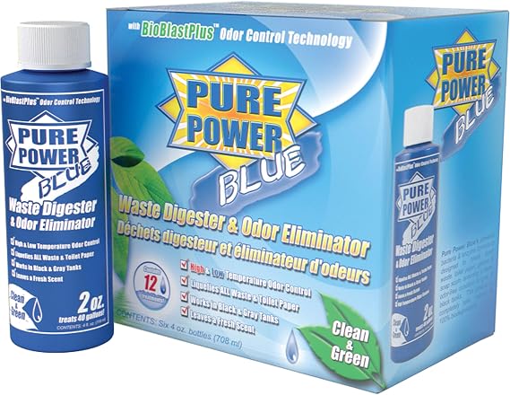 Valterra V23017 'Pure Power Blue' Waste Digester and Odor Eliminator - 4 oz. Bottle, (Pack of 6)