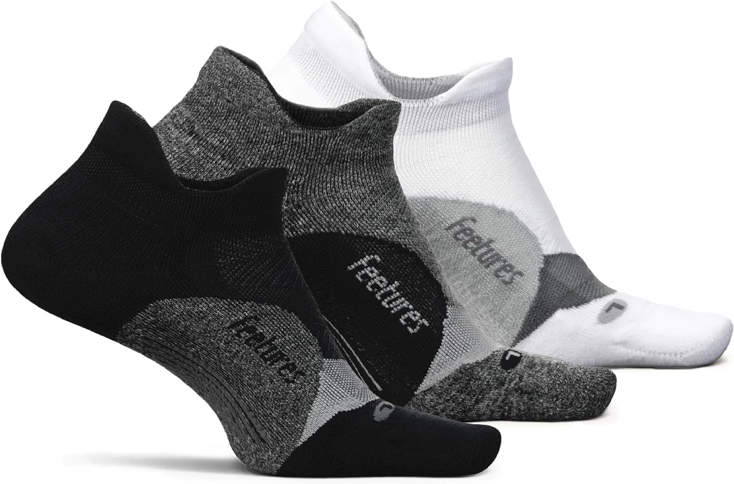 Feetures Elite Light Cushion No Show Tab Ankle Socks - Sport Sock with Targeted Compression - 3 Pair