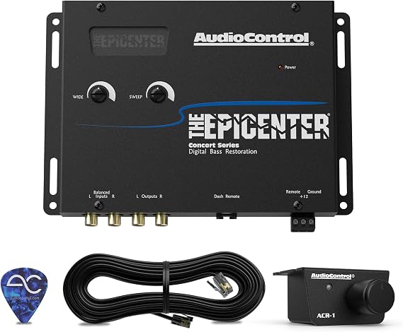 AudioControl The EPICENTER Concert Series Digital Bass Restoration Processor, Car Audio Bass Booster Enhancer with Included Dash Mount Wired Remote Control Knob, ParaBASS, Subsonic Filter (Black)