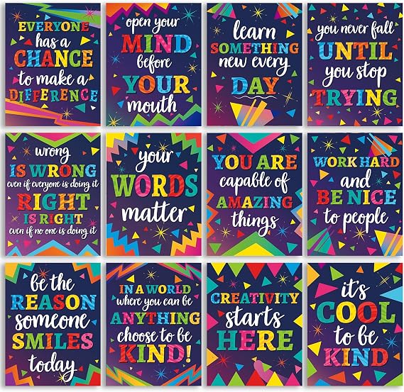 12PCS Classroom Poster Growth Mindset Posters Motivational Inspirational Quote Posters for Elementary Middle High School Classroom Bulletin Board Wall Decor Must Have for Teachers Decorations Purple