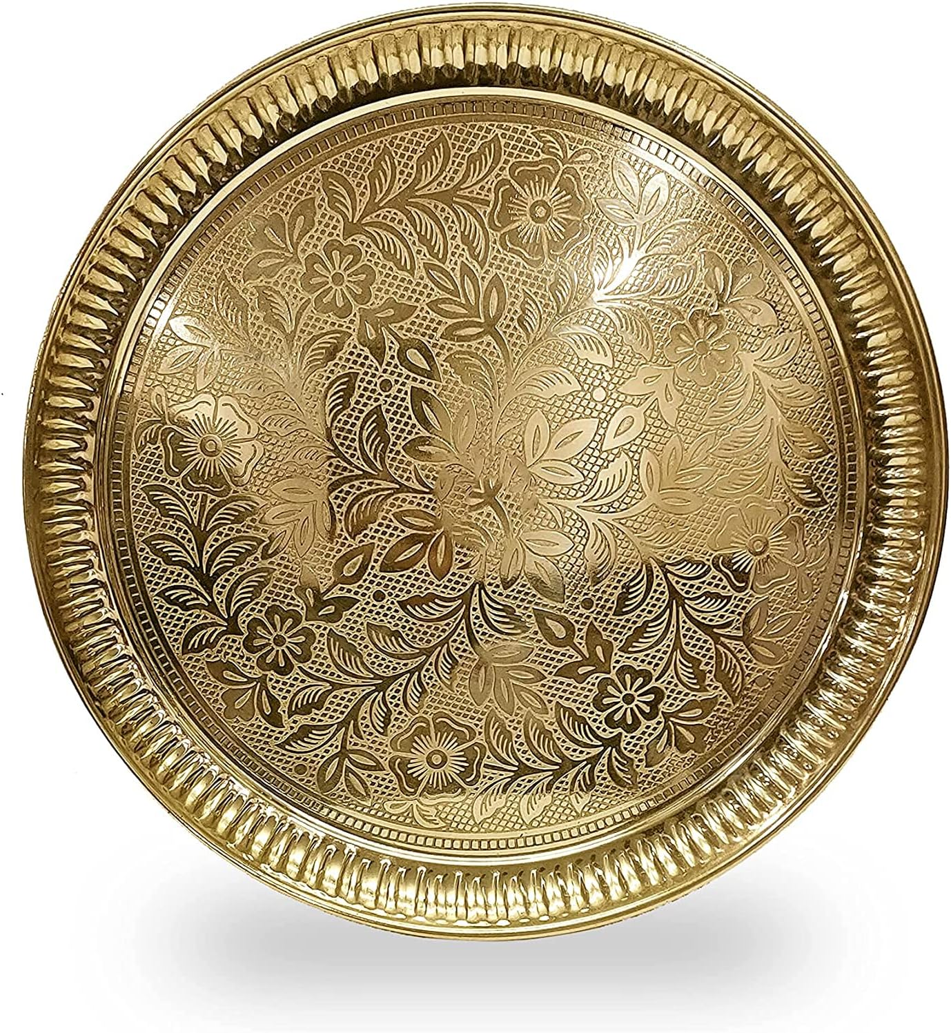 NOBILITY Brass Pooja Thali Set 12 Inch Puja Plate Arti Thali Traditional Handcrafted for Pooja Diwali Home Office Mandir Wedding Return Gift Items