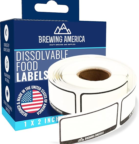 Dissolvable Food Labels for Food Containers - Made in USA - Great for Food Prep, Pantry, Canning, Freezer, Mason Jar Storage, Bottles and Rotation No Scrubbing, No Residue - Black