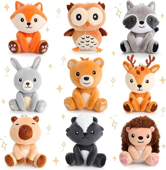 Aoriher 9 Pcs Woodland Stuffed Animals Bulk 4 Inch Mini Forest Plush Sets