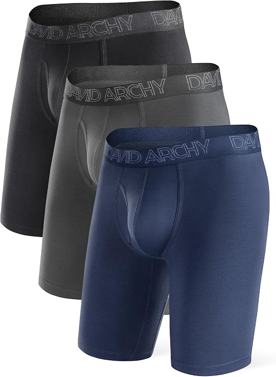 DAVID ARCHY Mens Underwear Boxer Briefs with Fly, Rayon Made from Bamboo