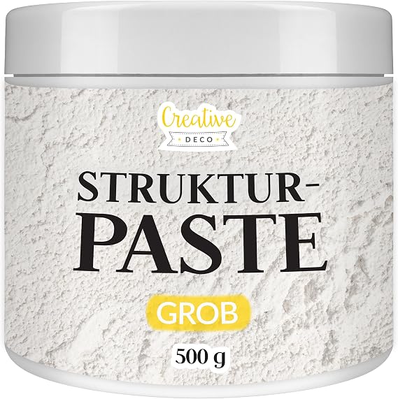 Creative Deco Texture Paste Coarse Grain 500 g White Filler für Acrylmalerei Modellierpaste für Kunstprojekte Acrylfarbe DIY 3D-Effekte Texturen Einfach mit Palettenmesser aufzutragen