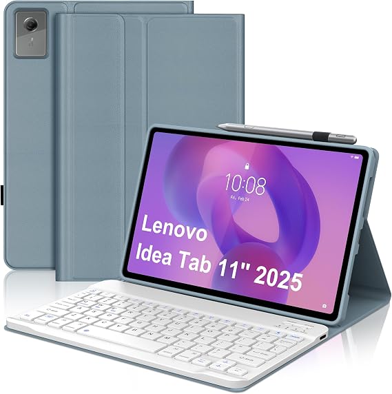 Keyboard Case for Lenovo Idea Tab 11'' 2025, Detachable Bluetooth Keyboard for Idea 11inch Tablet Cover with Pen Holder, Smart Keypad Folio for Lenovo Tab 2025 Release TB-336ZU/336FU, Blue