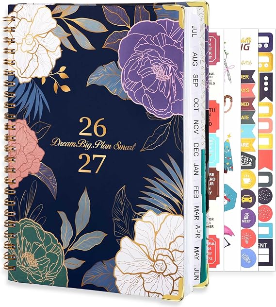 2026-2027 Academic Planner, A5 Weekly & Monthly Blue Floral