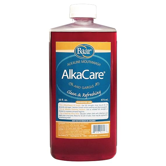 Baar AlkaCare Alkalizing Mouthwash & Gargle, 16 oz | Low alcohol, pH-balancing rinse, fresh breath, daily oral hygiene