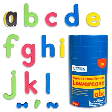 READY 2 LEARN Magnetic Alphabet - Lowercase - 52 Letters - Kids Foam Letter Magnets for the Classroom, Refrigerator or White Board - Large Magnets for Better Attraction