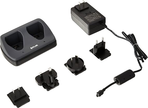FLIR T198126 Two Bay Battery Charger for T6xx Series Thermal Cameras | Stand-alone 2-bay charger, includes power supply with multi plugs, for Flir T6xx-Series thermal cameras