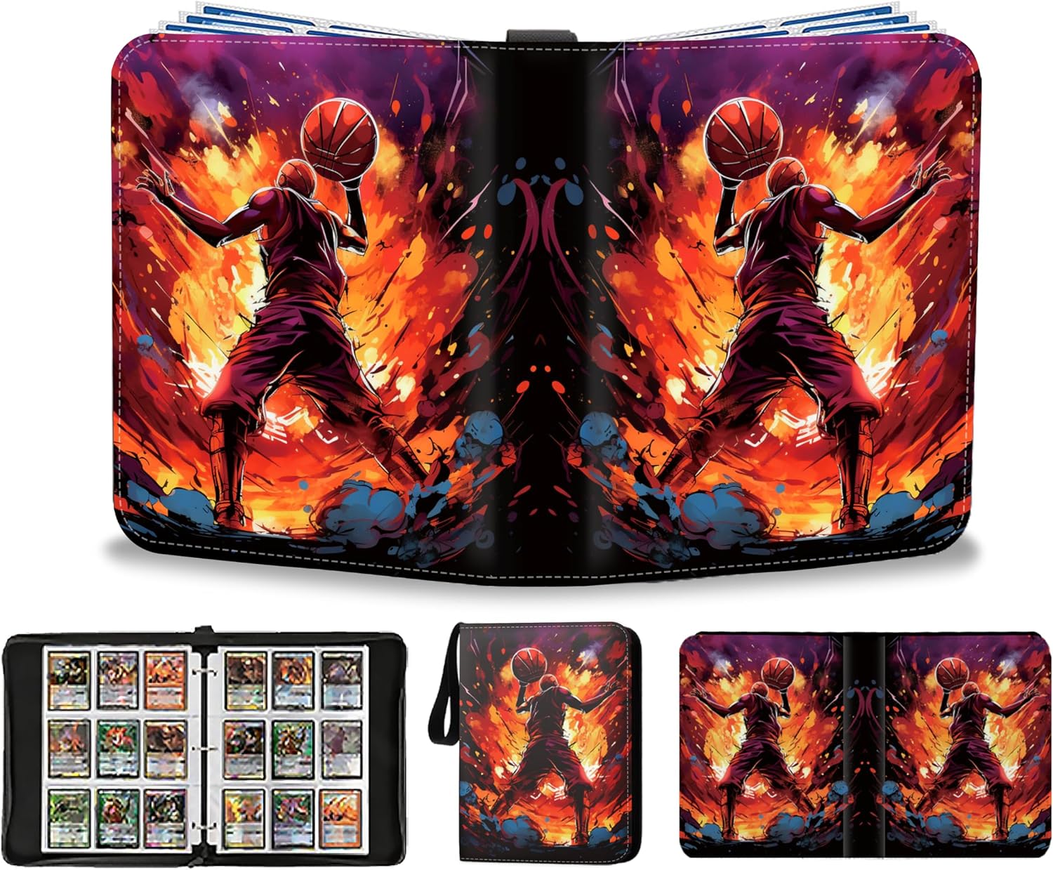 Basketball Card Binder 900 Pockets - Basketball Card Binder with Sleeves, Sports Card Holder Collectible Trading Card Albums Organizer Case Fits 900 Cards with 50 Removable for Sports Game Cards