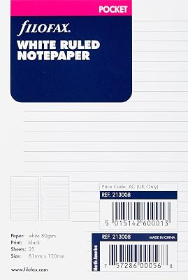 Filofax Pocket Ruled White B213008