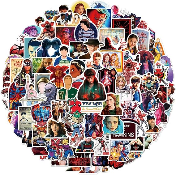 100pcs Stranger Things Season 5 Stickers, Cool Movie Waterproof Vinyl Decal for Adult Teen Kids Laptop, Travel Case, Phone, Bike, Water Bottle, Guitar, Computer, Skateboard