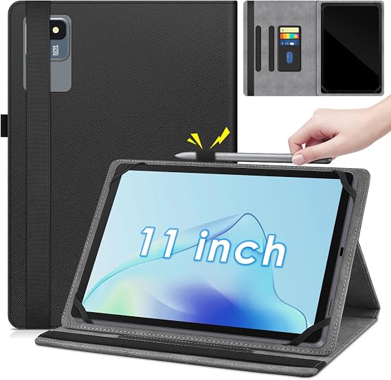 KATUMO Leather Universal 11 inch Tablet Case with Rear Camera Hole, Black