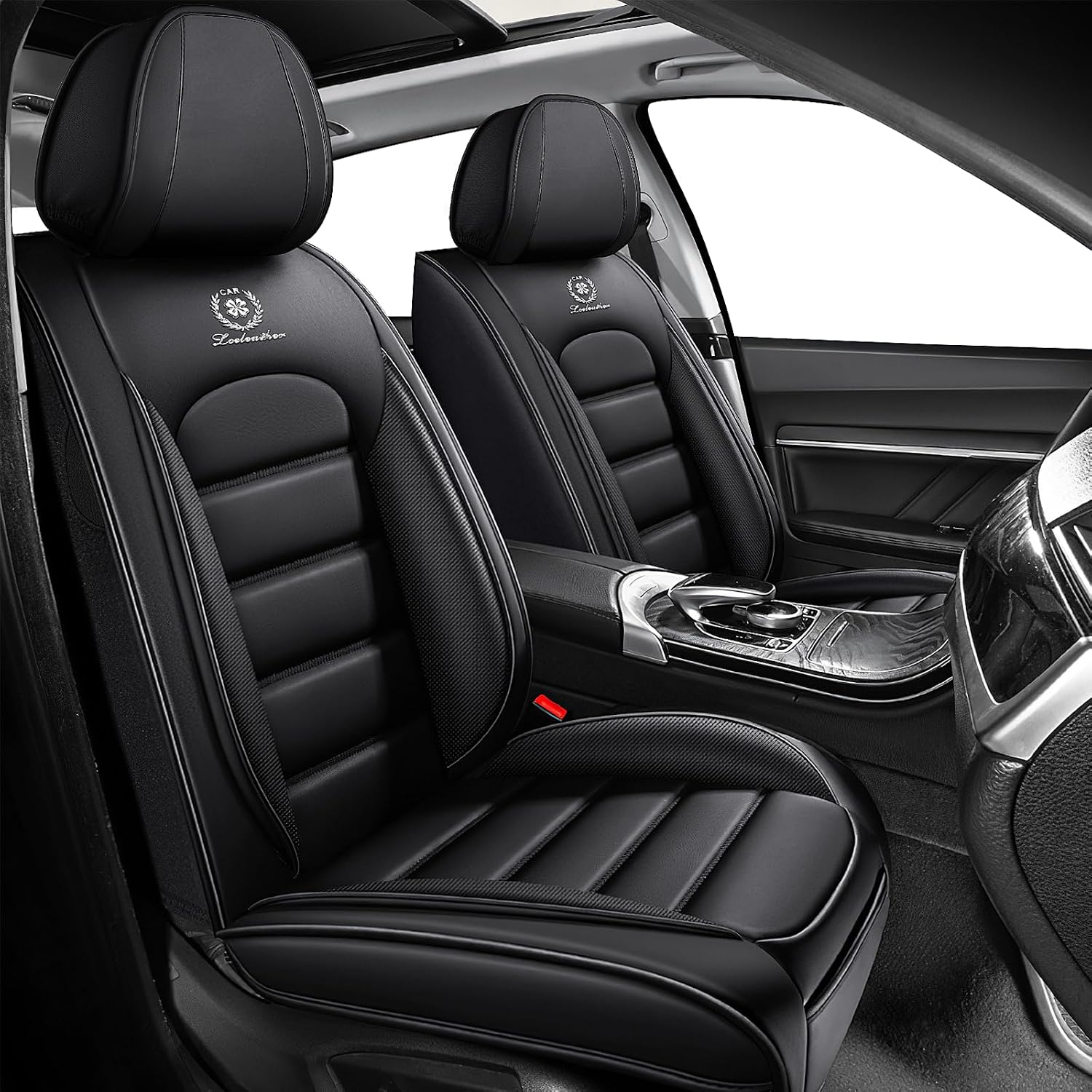 Seat Covers for Honda Pilot 2003-2025,Leather Seat Covers Full Set,5 Seats Cover Seats for Cars,Automotive Seat Covers Vehicle Cushion Compatible with Airbag（Full Set,Classic Black
