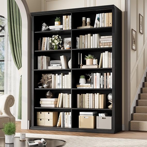 Rresyet 71.8" L *47.2W Wooden Bookcase and Bookshelf Extra Large Bookshelf with Double Storage, Elegant Design for Living Room, Office, and Apartment