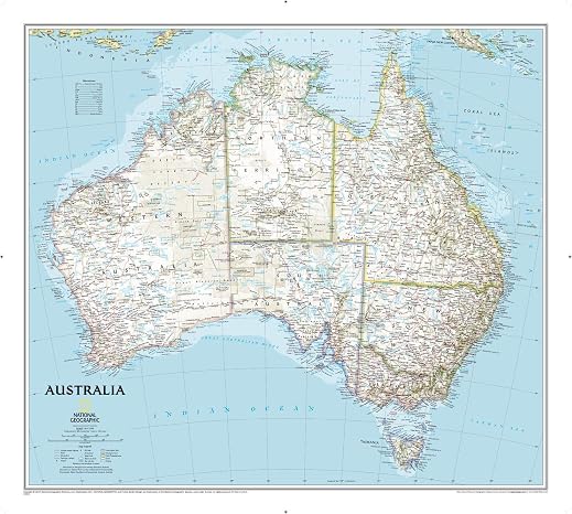 National Geographic Australia Wall Map - Classic (30.25 x 27 in) (National Geographic Reference Map)