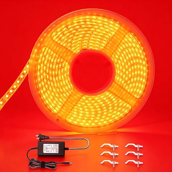 YM E-Bright Red Led Strip Lights, 5M /16.4Ft 600SMD Waterproof IP68 Flexible Led Light Strip for Undercar Lighting Kits House Bedroom Kitchen TV Party Light Decoration with 5A Power Adapter