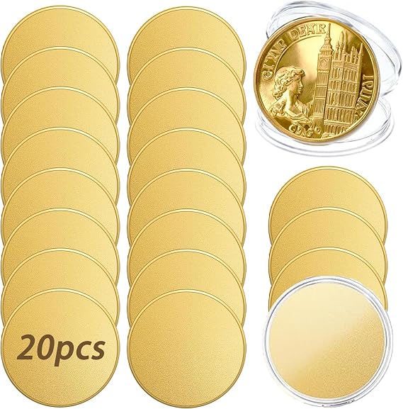 ALRALLI Brass Coin Blanks for Challenge Coins, 2mm Thick (20PCS, 40mm) | Suitable for laser engraving; DIY customization, personalized gifts and memorial projects
