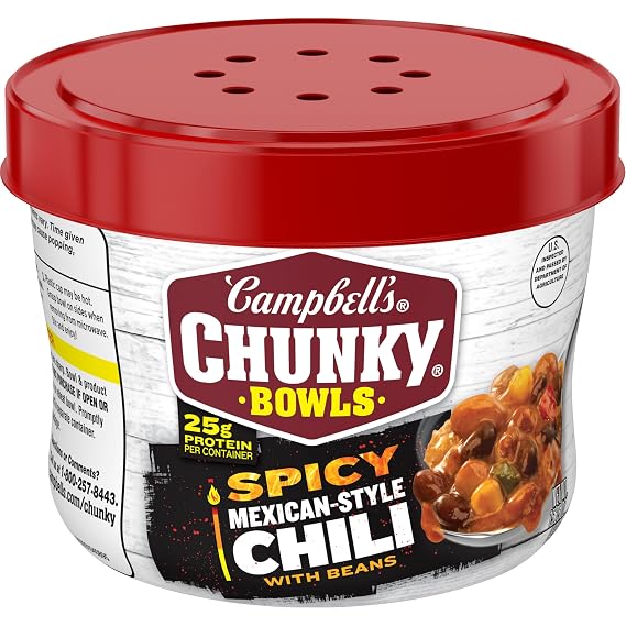 Campbells Chunky Spicy Mexican-Style Chili With Beans, 15.25 oz Bowl