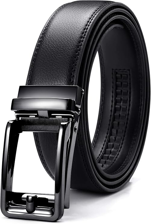 CHAOREN Click Belt Men - 1 3/8" Leather Ratchet Belt for Dress Casual | Trim to Fit, Micro-adjustable, Scratch Resistant Buckle, Formal Suits, Pants, Jeans, Golf, Gift Box