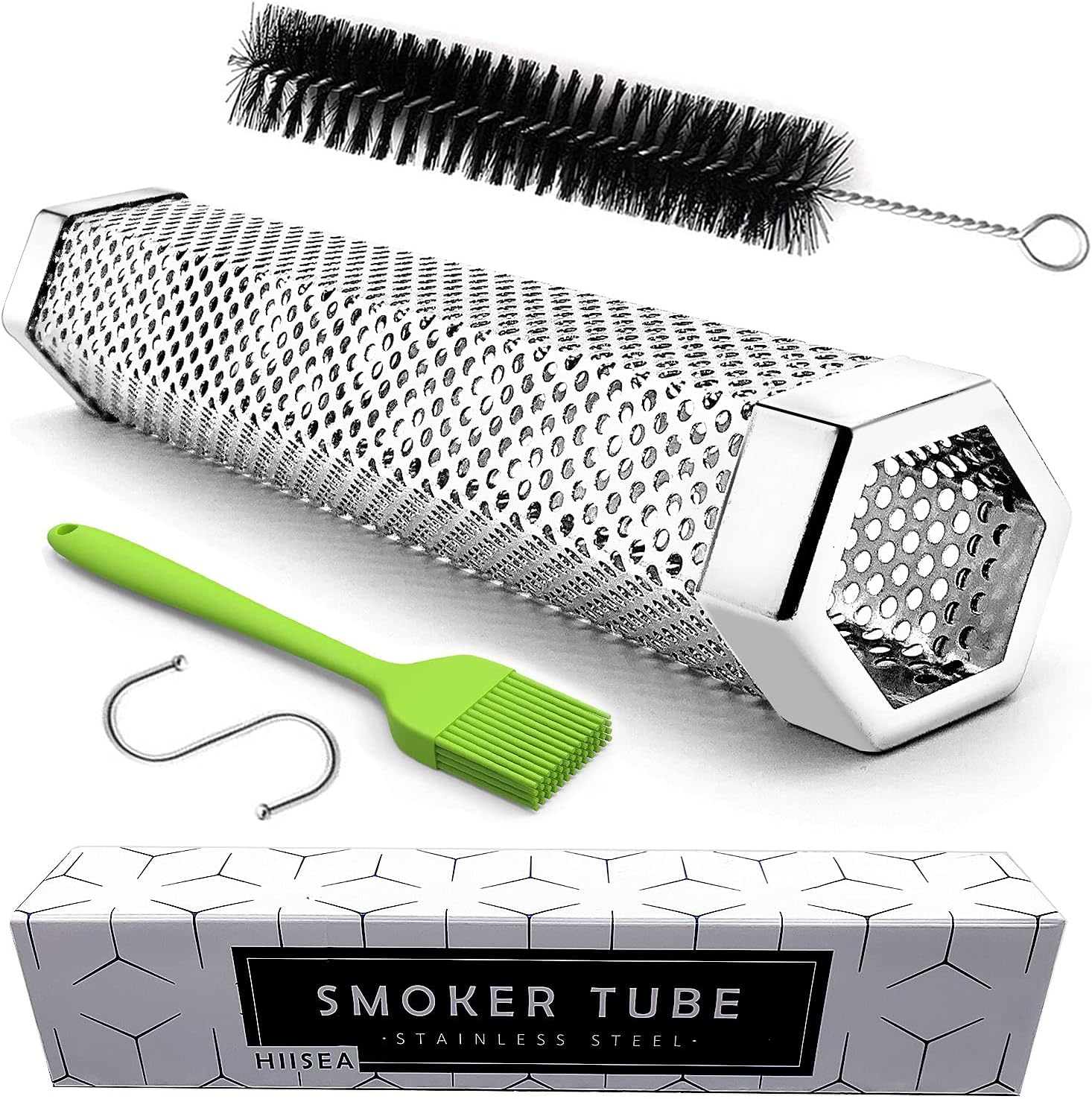 Smoke Tube - 12 Inch Smoke Tube for Pellet Grill, 5 Hours Bake Smoke, Stainless Steel Pellet Smoker Tubes for All Grills and Smokers for Hot or Cold Smoking