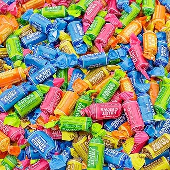 Fruit-Flavored Chewy Candy Assorted Mix of Individually Wrapped Chews Bulk Bag 2LB
