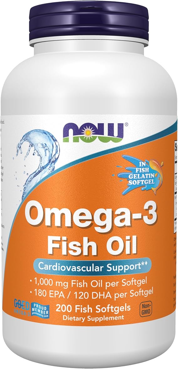 NOW Supplements, Omega-3, Molecularly Distilled, 200 Fish Gelatin Softgels