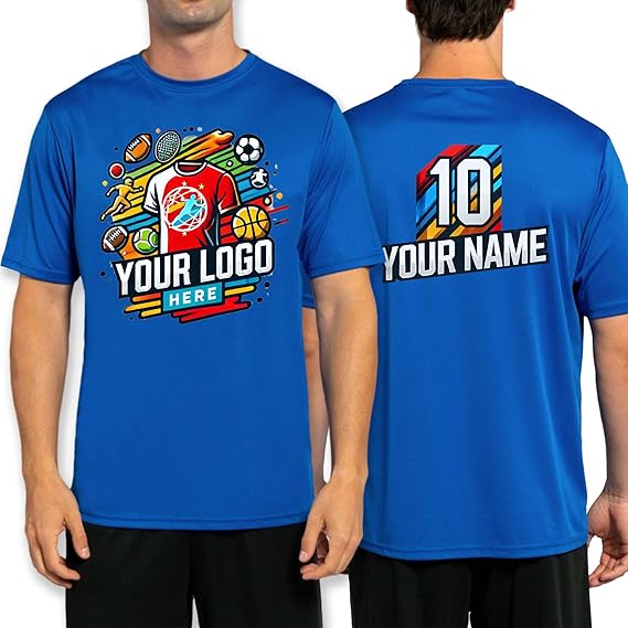 Custom Sport Performance T-Shirt, 100% Polyester, Moisture-Wicking, Personalized with Your Design, Printed in The USA