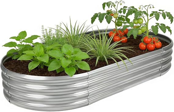 Rakukiri Raised Garden Bed Galvanized Planter Box Outdoor 1 Pack