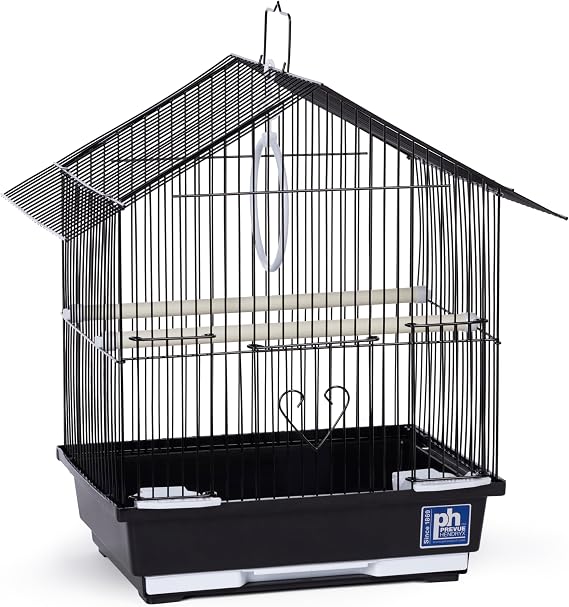Prevue Pet Parakeet Manor Bird Cage with Handle Easy Storage - Black