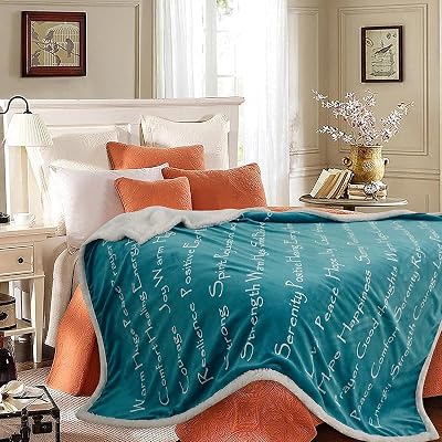 New Year Love Blanket - Strength Courage Super Soft Warm Hugs, Get Well Gift Blanket Healing Thoughts Positive Energy Love & Hope with Fluffy Comfort Teal 50 x 65