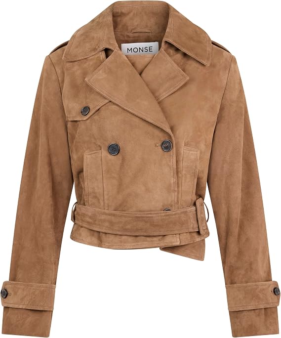 Layering Cropped Suede Trench Coat