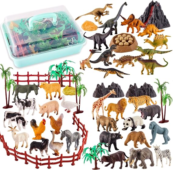 TOEY PLAY 3 in 1 Animals Toys, Farm Animals, Dinosaur Toy for 3+ Kids Boys