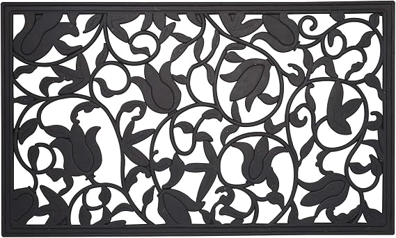 Envelor Home and Garden Tulips Wrought Iron Rubber Door Mat