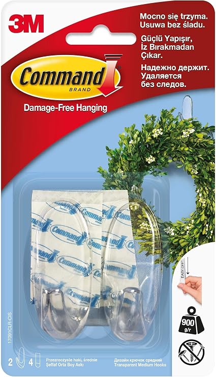 Command 17091 Şeffaf Askı, Orta Boy