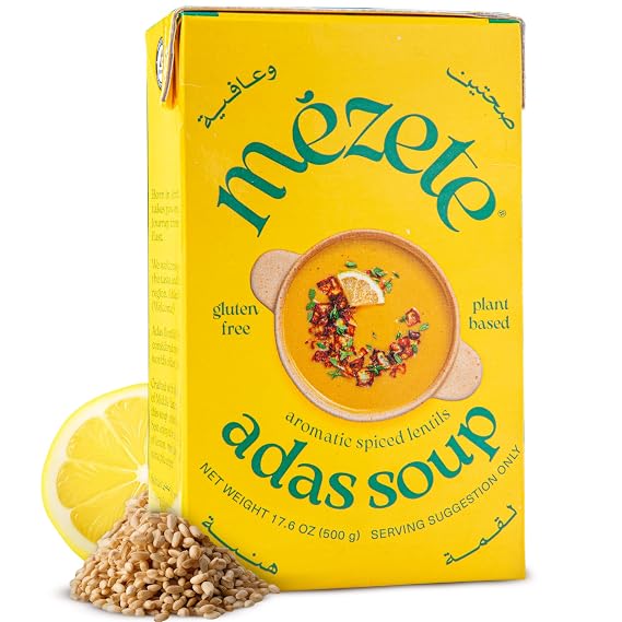 Mezete Gluten-Free Lentil Soup | No Preservatives | Shelf-Stable | All-Natural Ready to Eat | Authentic Middle Eastern | Instant Vegan Soup | Enriched with Aromatic Spices | 390g (Pack of 1)