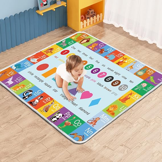 Baby Play Mat, 1-Inch Thick Foam 50" X 50" Playpen Mat (Alphabet)