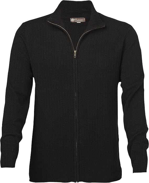 Cashmere Boutique Men's 100% Cashmere Full-Zip Cardigan Jacket