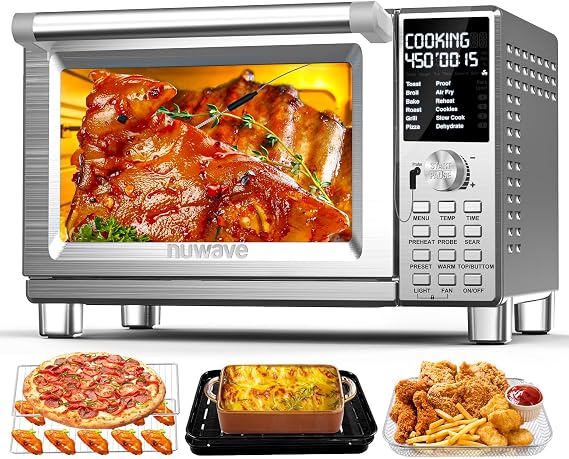 Nuwave Bravo Pro Smart Toaster Oven Countertop, True Air Fryer Combo