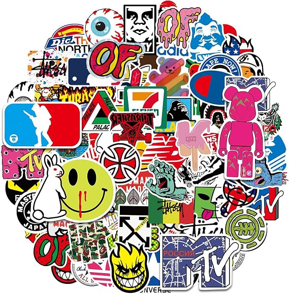 101 Pack Skate Stickers Non-Repeat Waterproof Vinyl for Adults Teens Boys