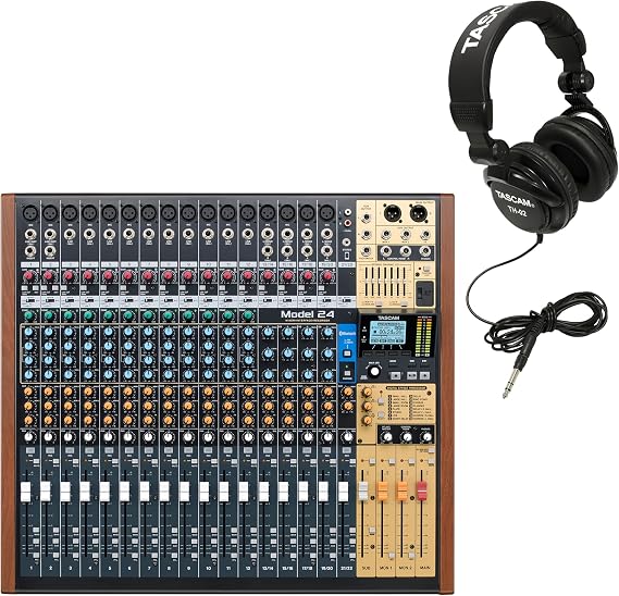 TASCAM Model 24 Recording Mixer and Studio Headphones Bundle